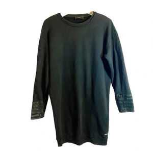 Diesel Black Tunic With Leather Cuff Detail Sz XXS